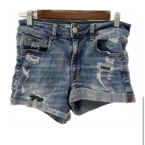 American eagle hi rise shortie denim shorts size 8